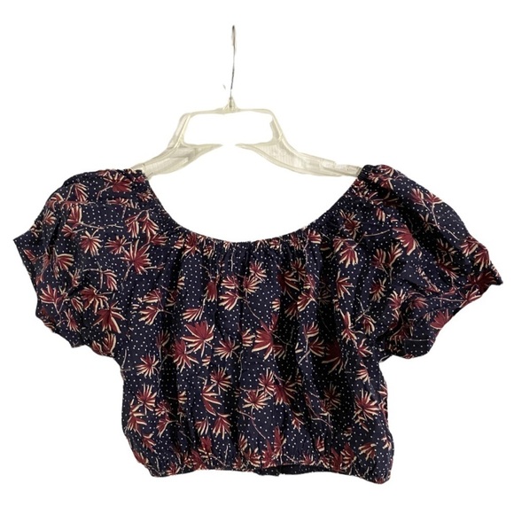 NEW Eberjey Harper Crop Top in Peacoat and Brick Elastic On or Off Shoulder - Picture 5 of 9